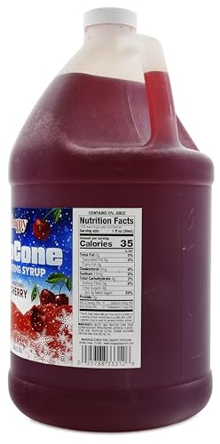 SNAPPY Cherry Sno Cone Syrup pump for quick, mess-free dispensing on snow cones.