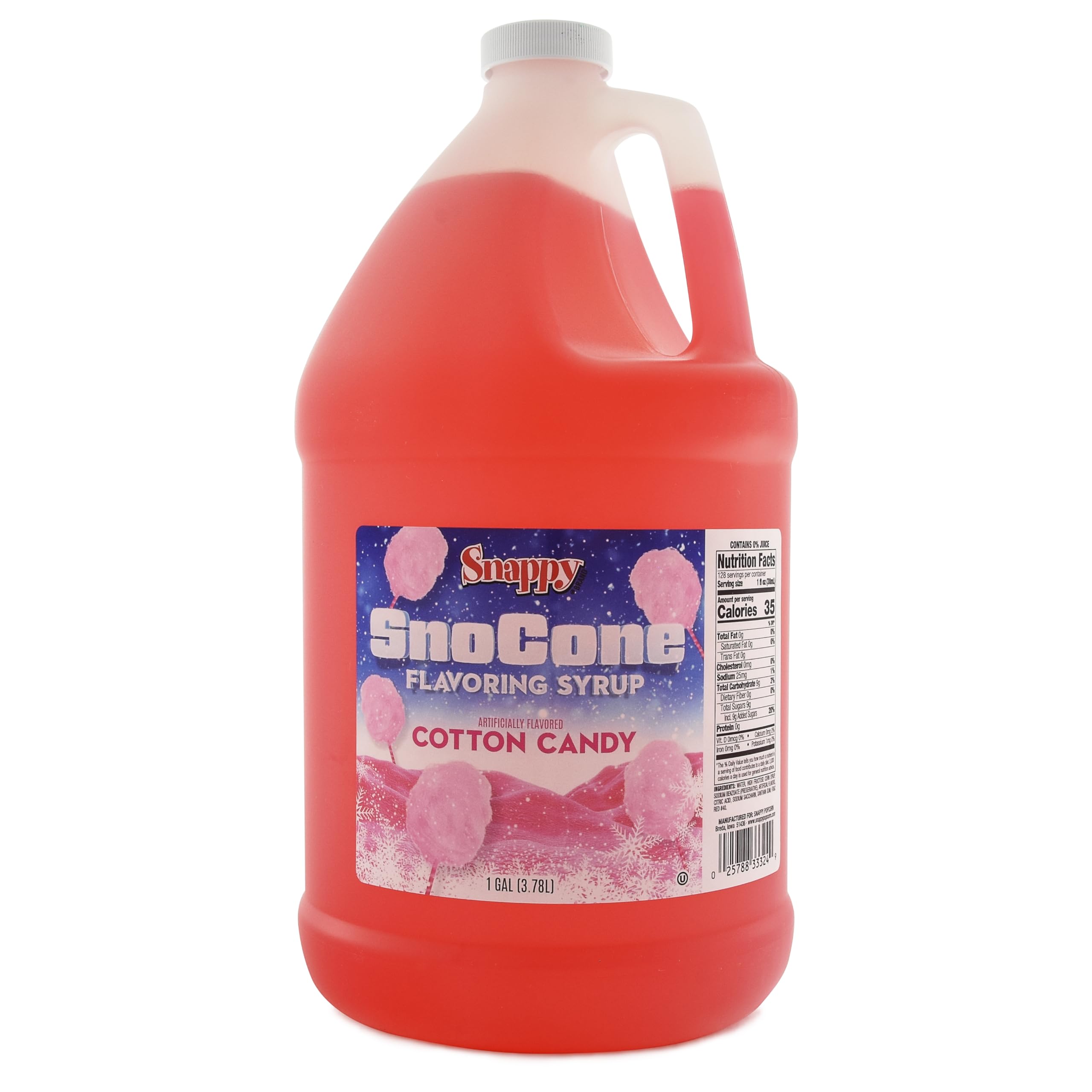 SNAPPY Cotton Candy Sno Cone Syrup pour, ready-to-use for snow cones