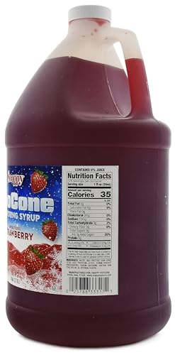 SNAPPY Strawberry Sno Cone Syrup 1-gallon container ready to use without mixing