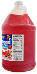 SNAPPY Tigers Blood gallon jug label for convenient no-mix snow cone syrup.