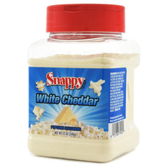 SNAPPY White Cheddar Popcorn Seasoning shaker enhances popcorn with rich, creamy flavor