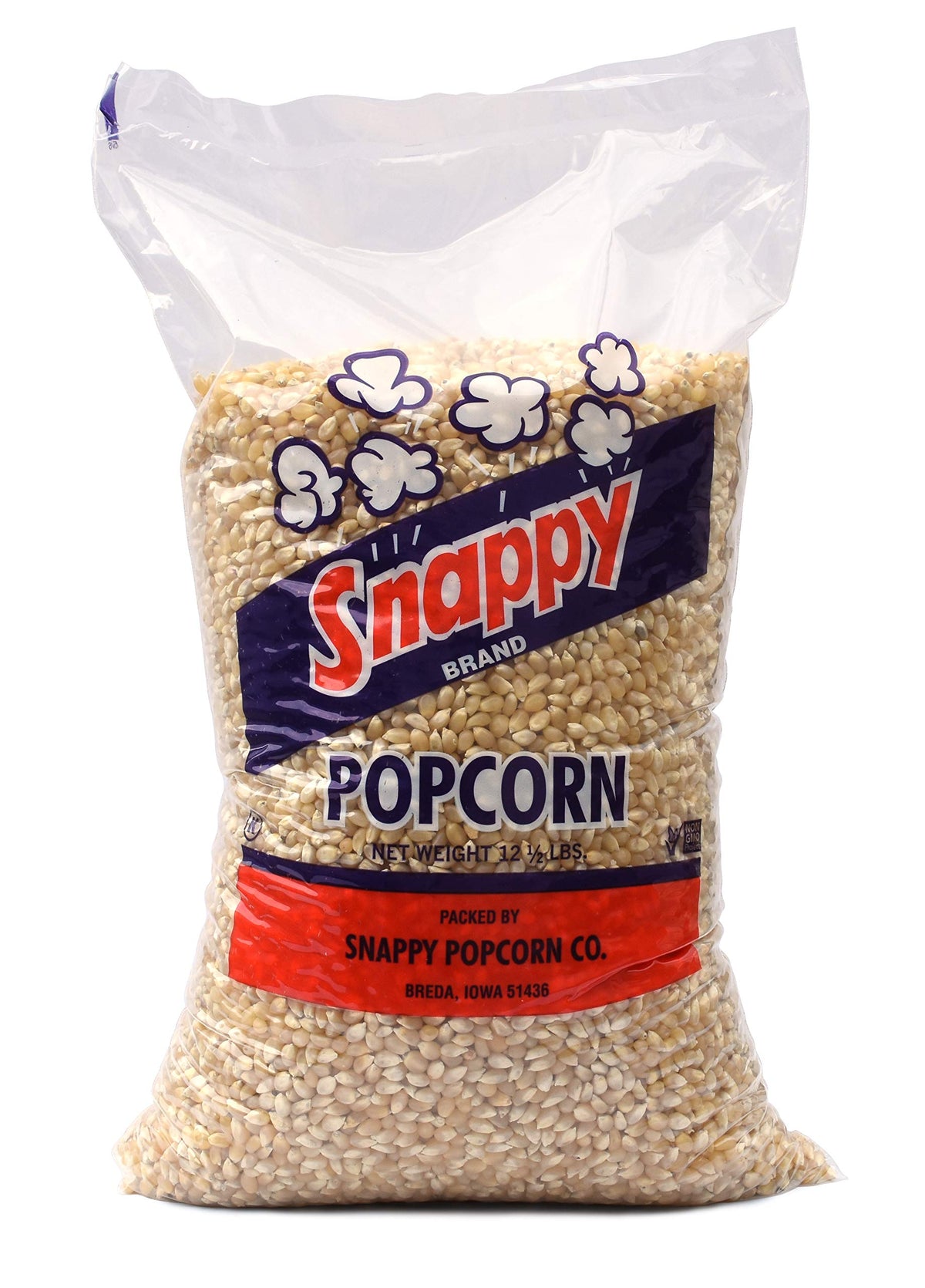 SNAPPY white popcorn kernels popping into light puffs in a machine
