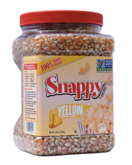 SNAPPY yellow popcorn kernels in a 4lb jar for home popping