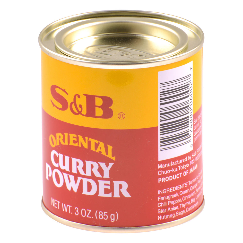 S&B Oriental Curry Powder in a jar enhances curries with vibrant aroma.