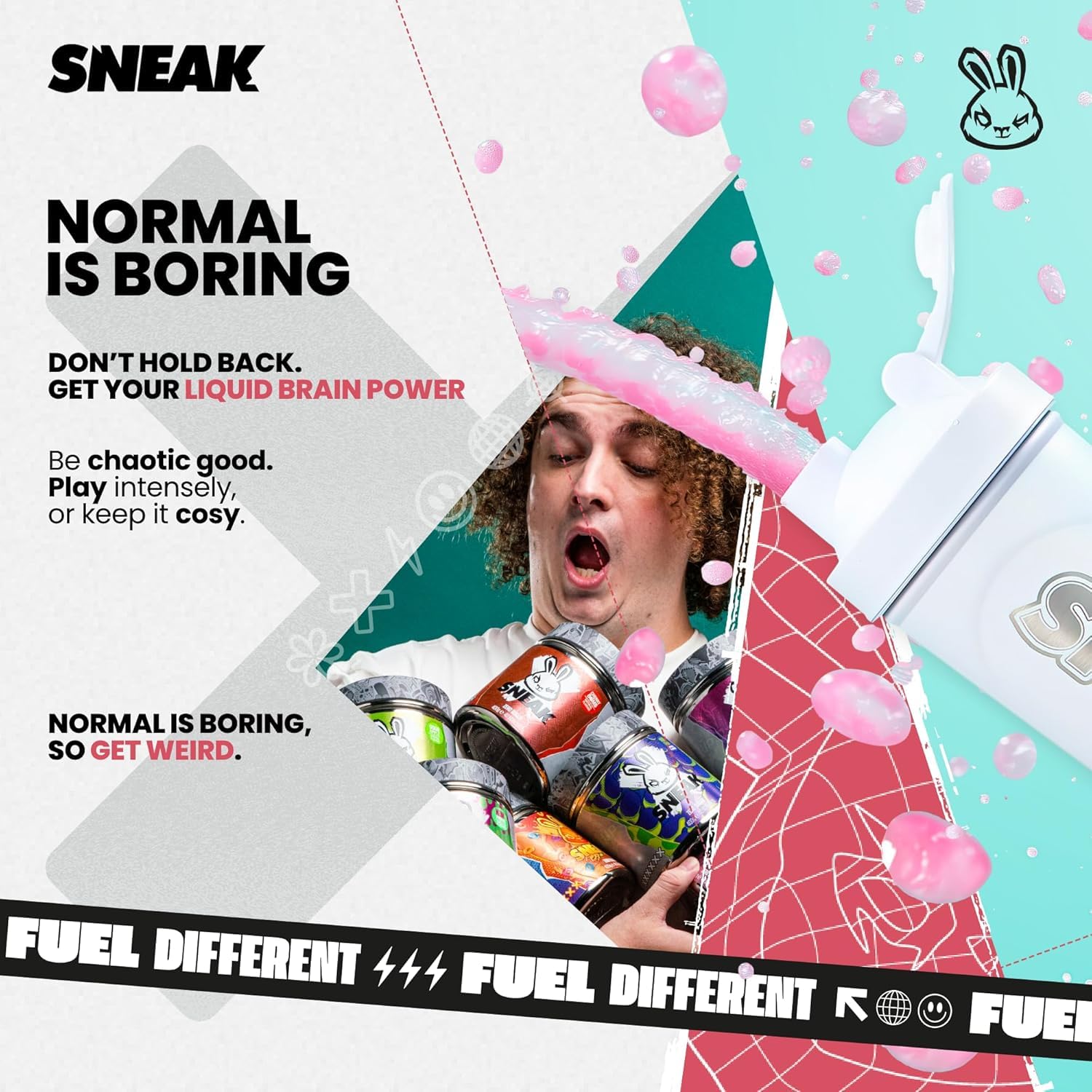 SNEAK energy packet Raspberry Lemonade Hydrate for a hydrating caffeine boost.