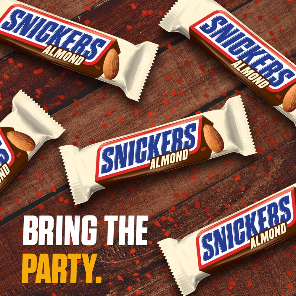 Wrapped Snickers Almond bar ideal for gift baskets and candy buffets.
