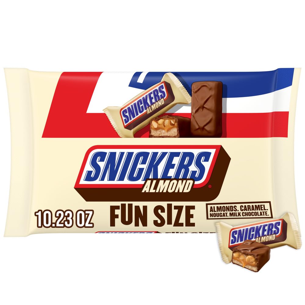 SNICKERS Almond Fun Size bag shown for Halloween sharing and treats