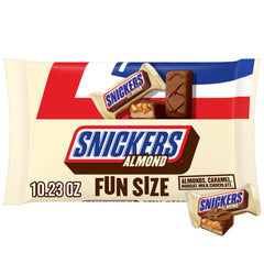 SNICKERS Almond Fun Size bag shown for Halloween sharing and treats
