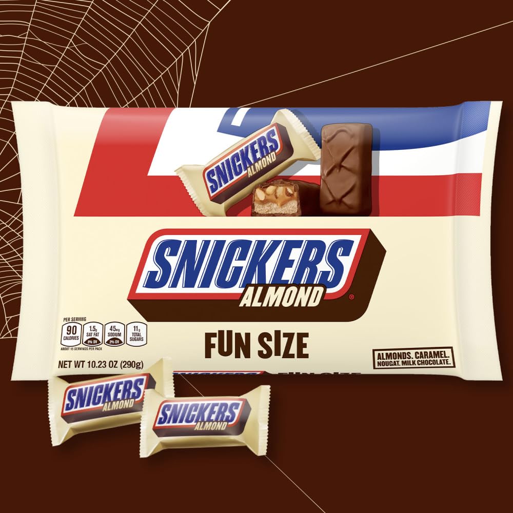 SNICKERS Almond Fun Size milk chocolate layer with nutty filling