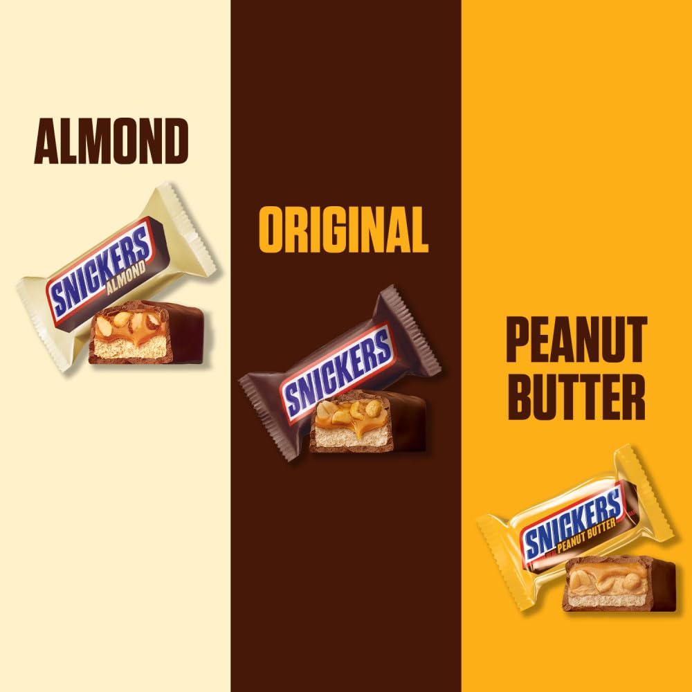 Snickers fun-size bars, individually wrapped for easy sharing.