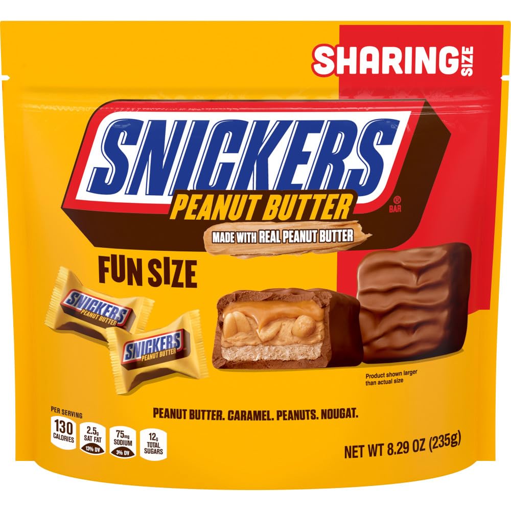 Snickers fun-size wrap closeup for sharing moments.