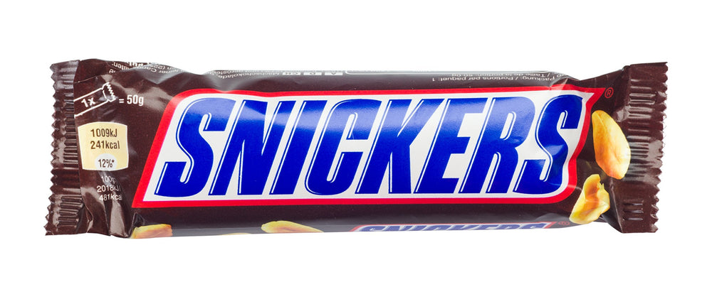Snickers on-the-go pack; portable energy for travel or breaks.