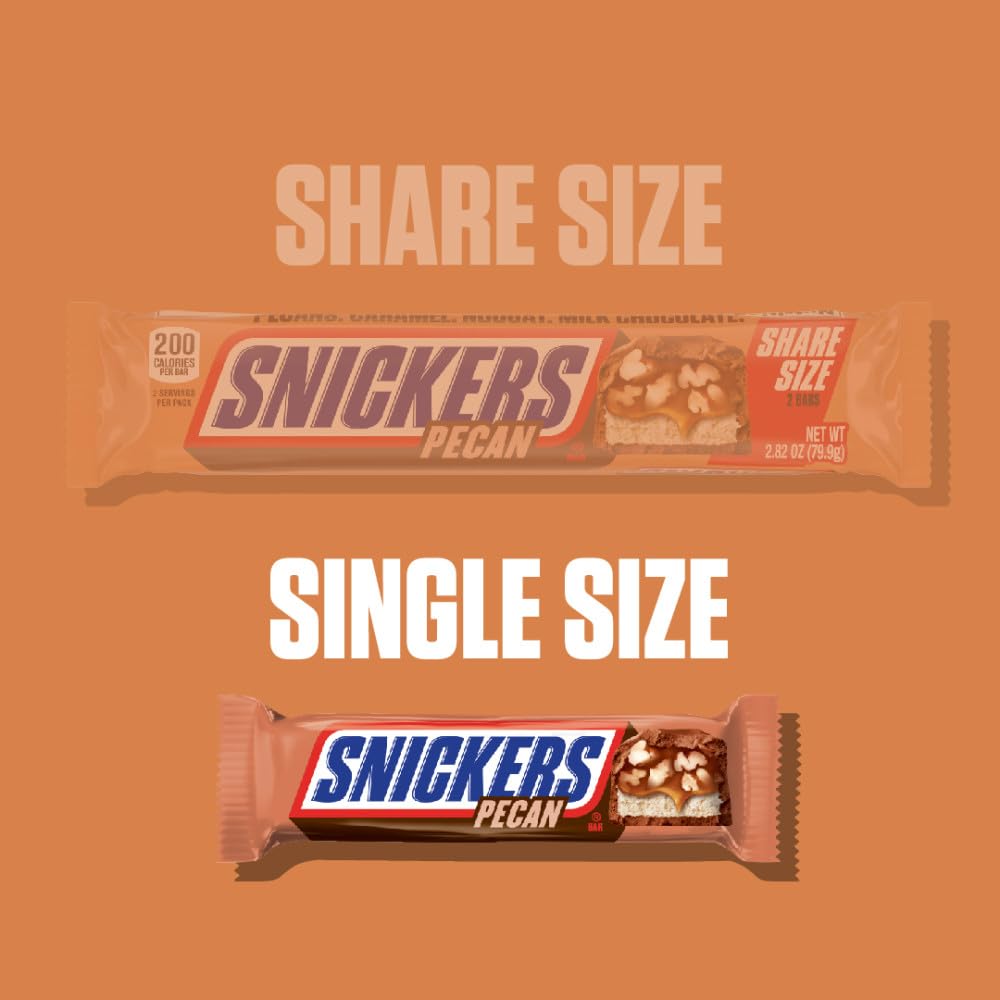Snickers Pecan Milk Chocolate Bar road trip snack for quick energy.