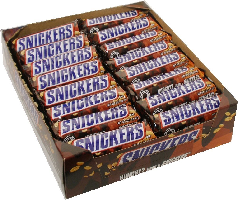 Snickers wrapped bar for on-the-go snacking and easy sharing.