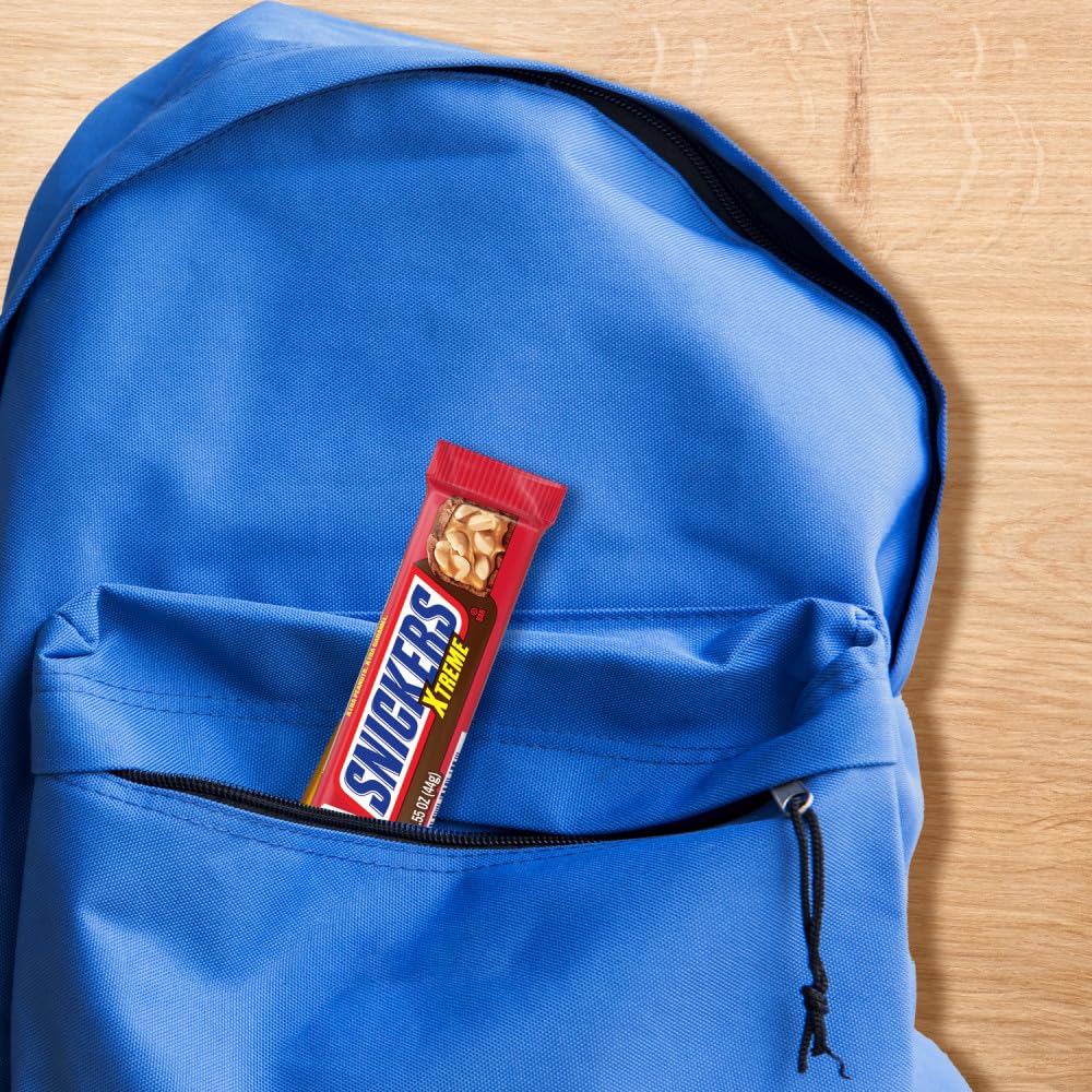 Melted milk chocolate shine on Snickers Xtreme bar