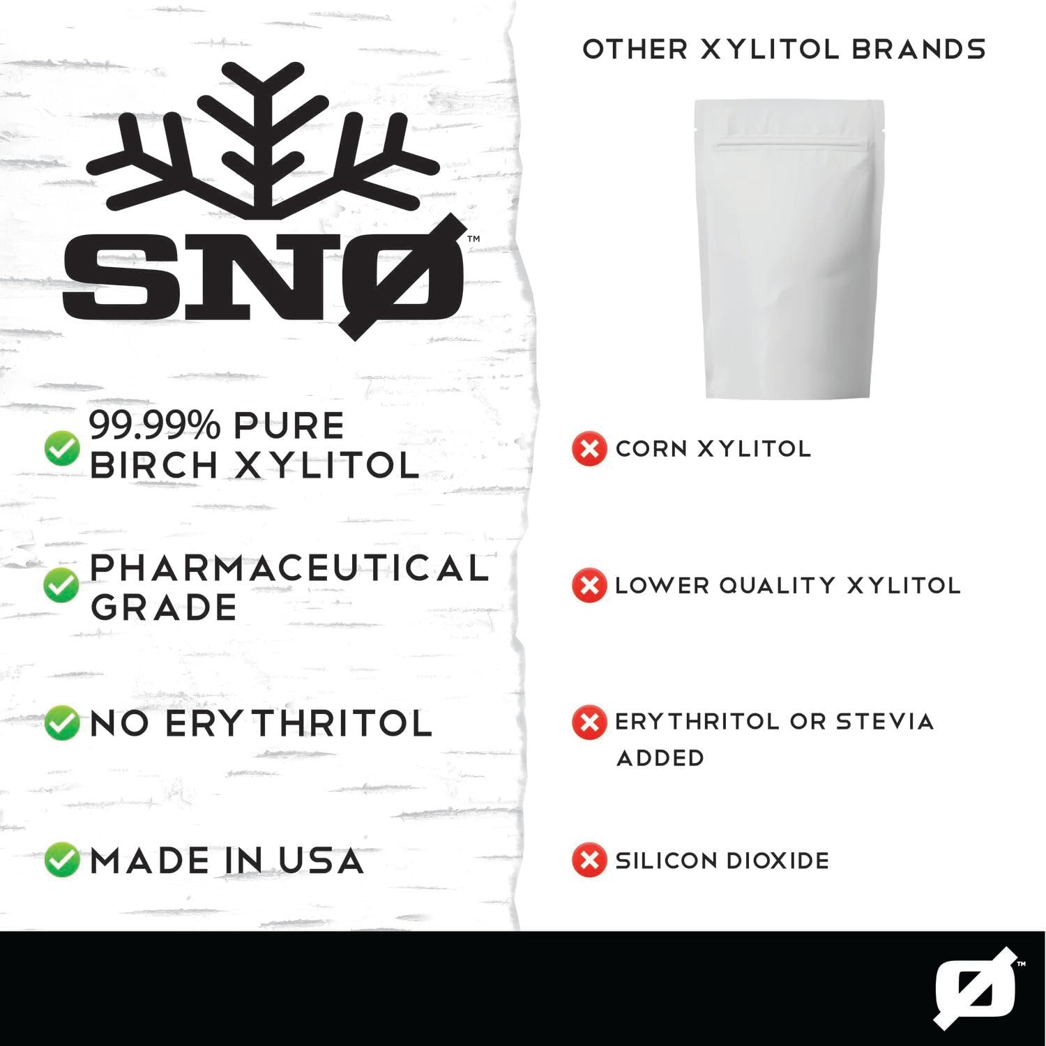 SNØ Pure Birch Xylitol powder close-up blends smoothly into recipes