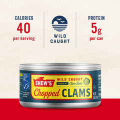 Snow's chopped clams offer 5g protein per serving for balanced meals