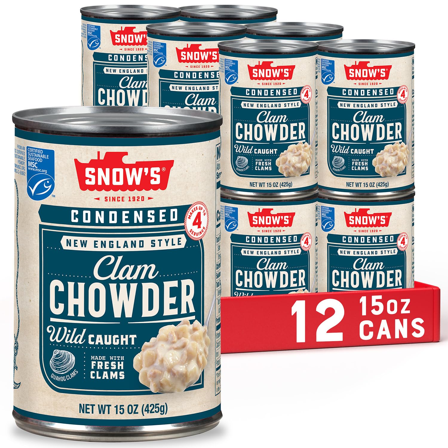 Snow's condensed clam chowder can pack for easy pantry meals