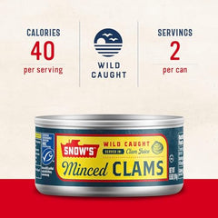 Snow's minced clams ready-for-chowder image, great for comforting bowls.