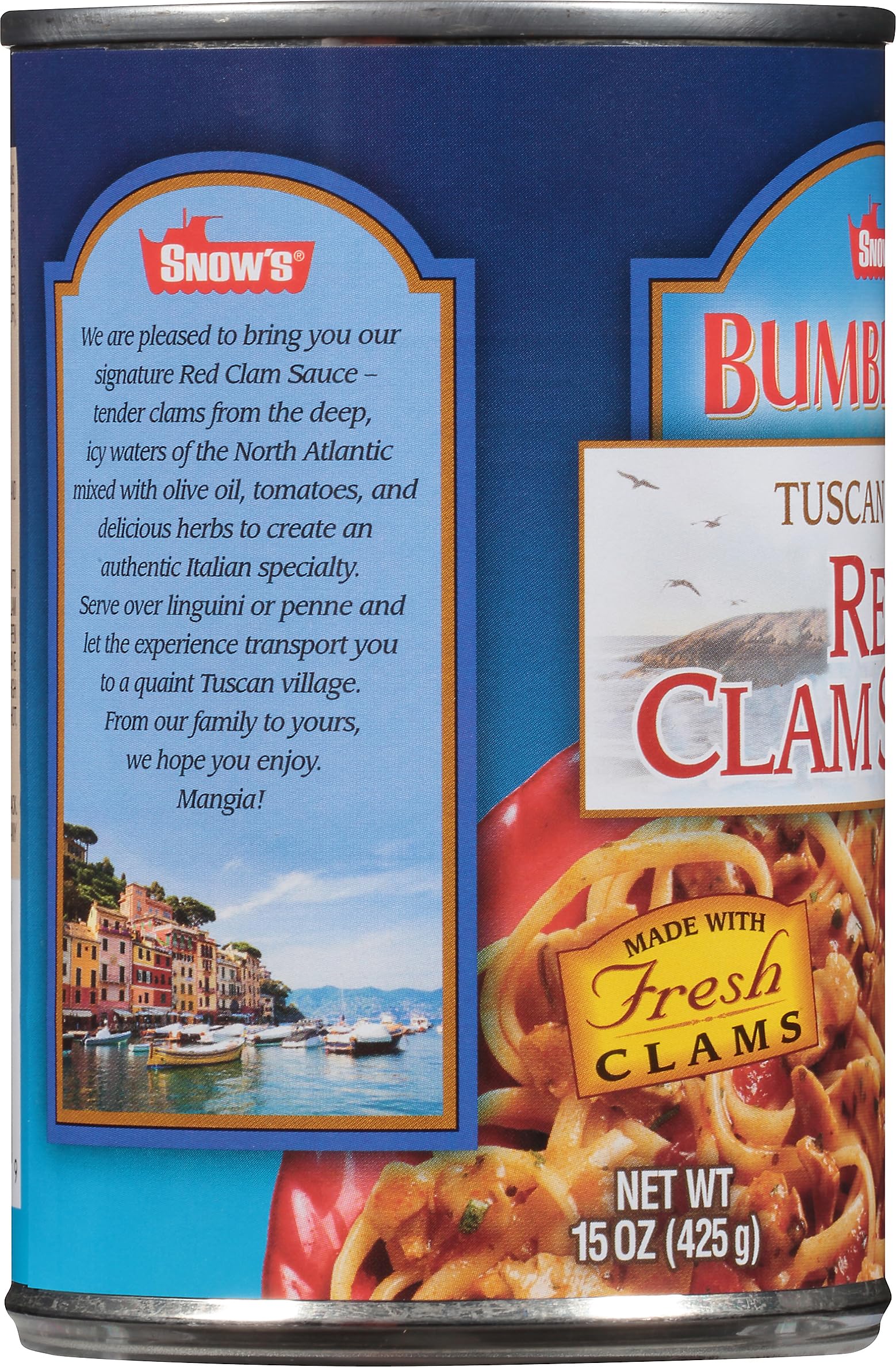 Snow's Tuscan-Style Red Clam Sauce ingredients close-up, featuring fresh clams
