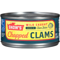 Snow's wild caught chopped clams in juice, ideal for hearty chowders.