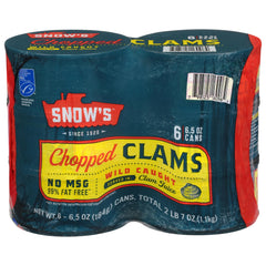 Snow's Wild Caught Chopped Clams can front, ideal for hearty chowder