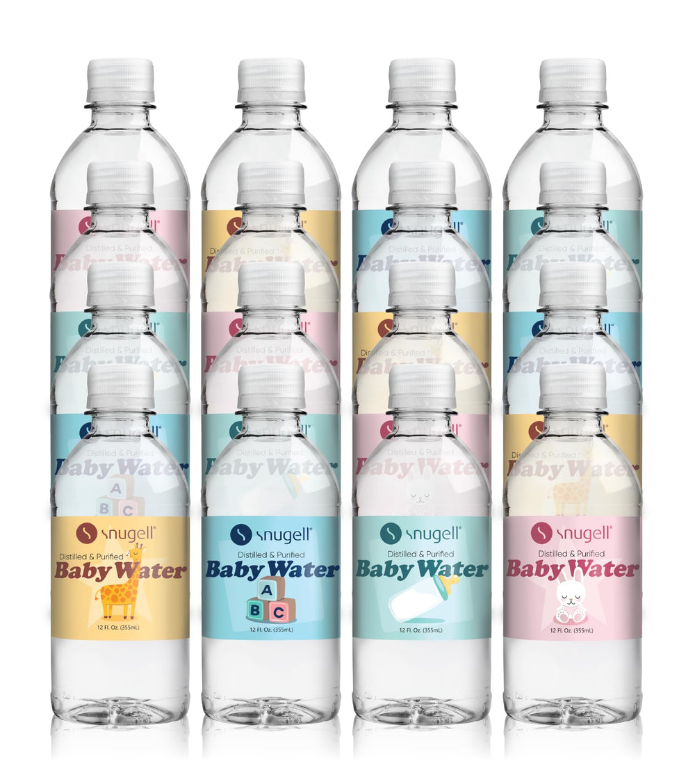 Snugell 12oz bottle of distilled water for baby hydration on the go.
