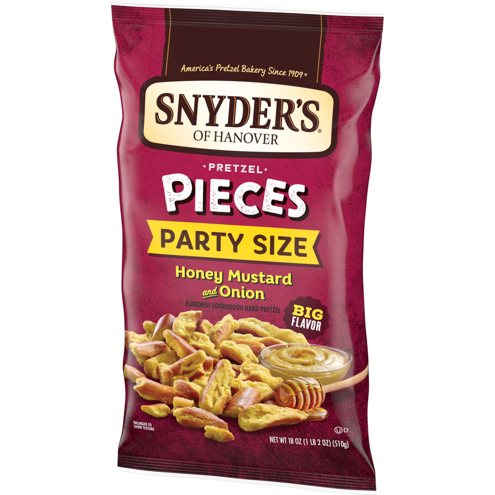 Snack-ready Snyder's pretzel pieces on a platter for parties