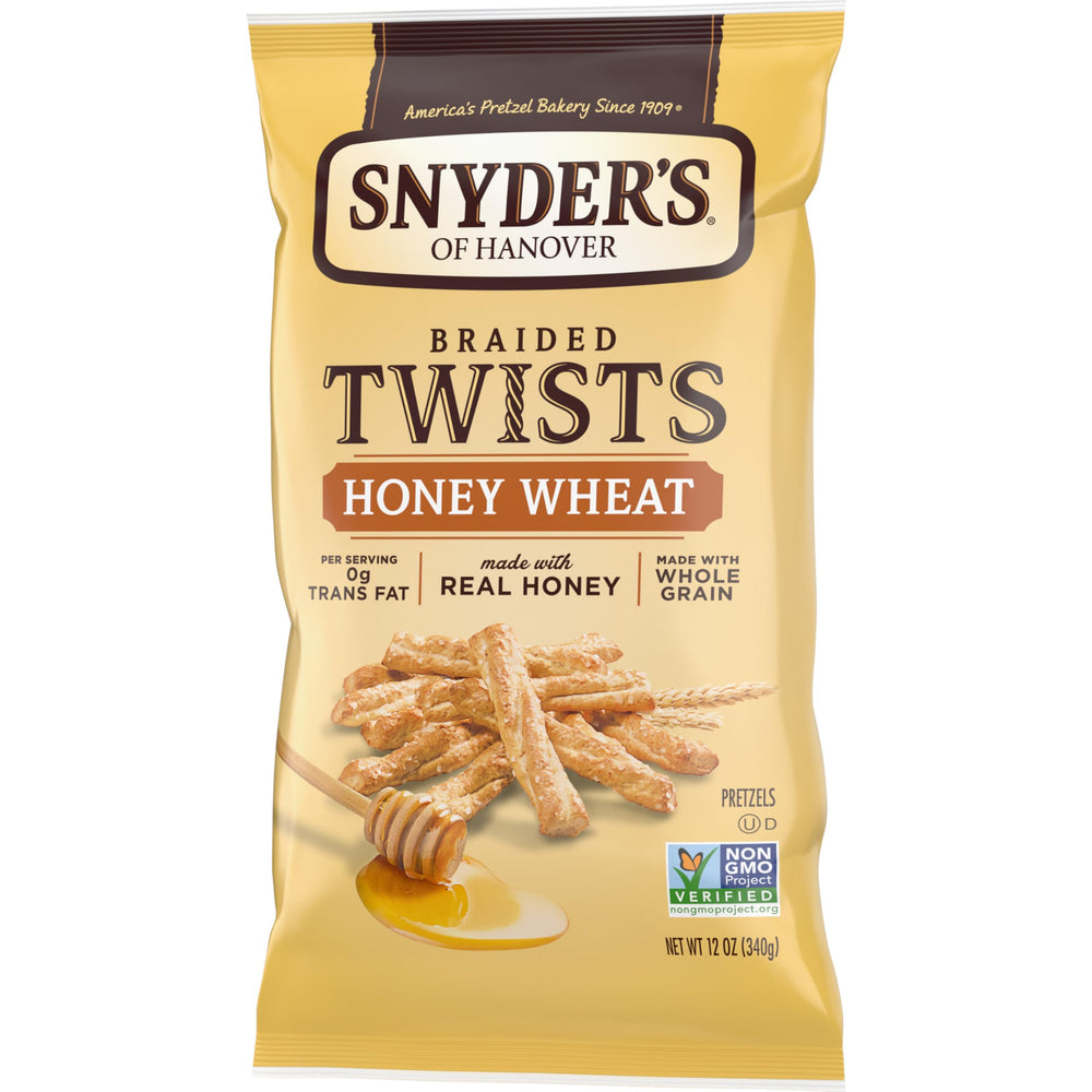 Snyder's of Hanover Honey Wheat Braided Twists in a party setting for sharing.