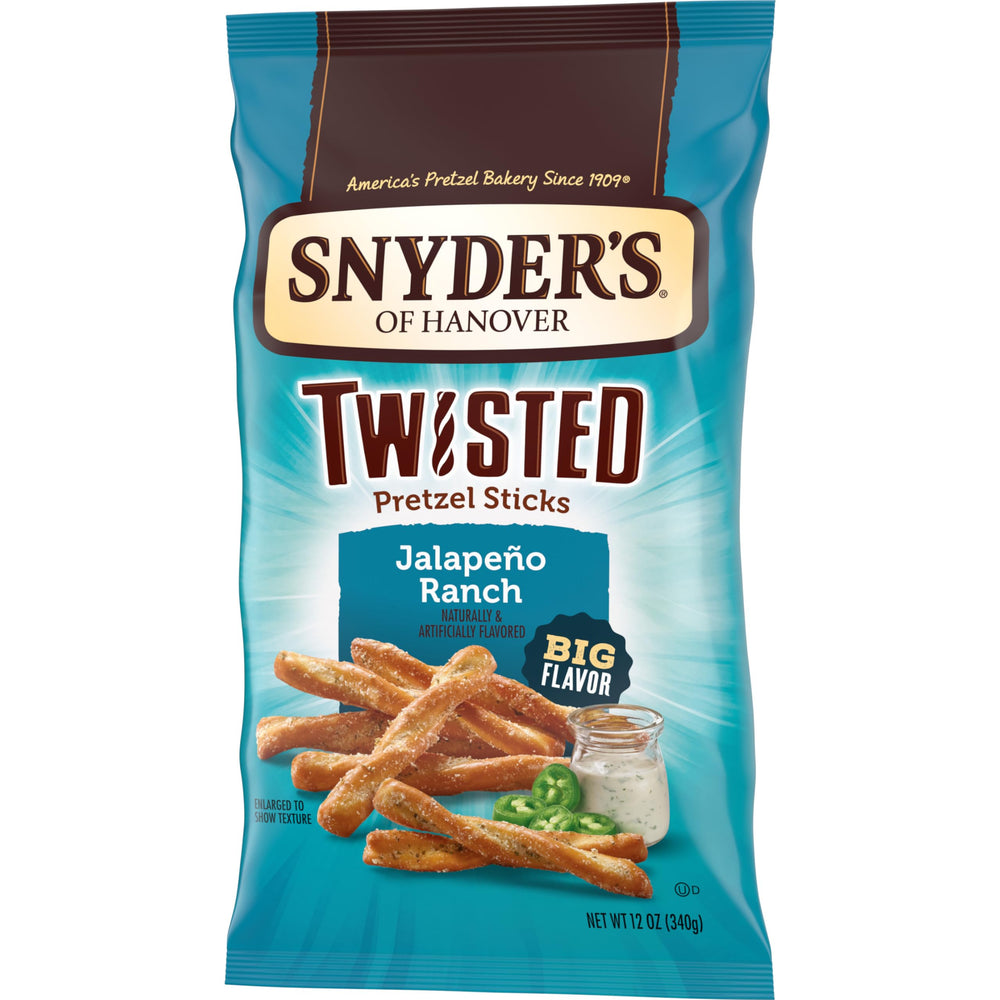 Brand banner emphasizes Snyder's heritage and bold jalapeño ranch flavor.