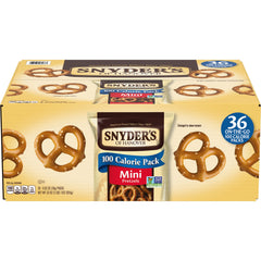 Snyder's of Hanover Mini Pretzels bag closeup—crunchy bite-size snacks for on-the-go enjoyment.