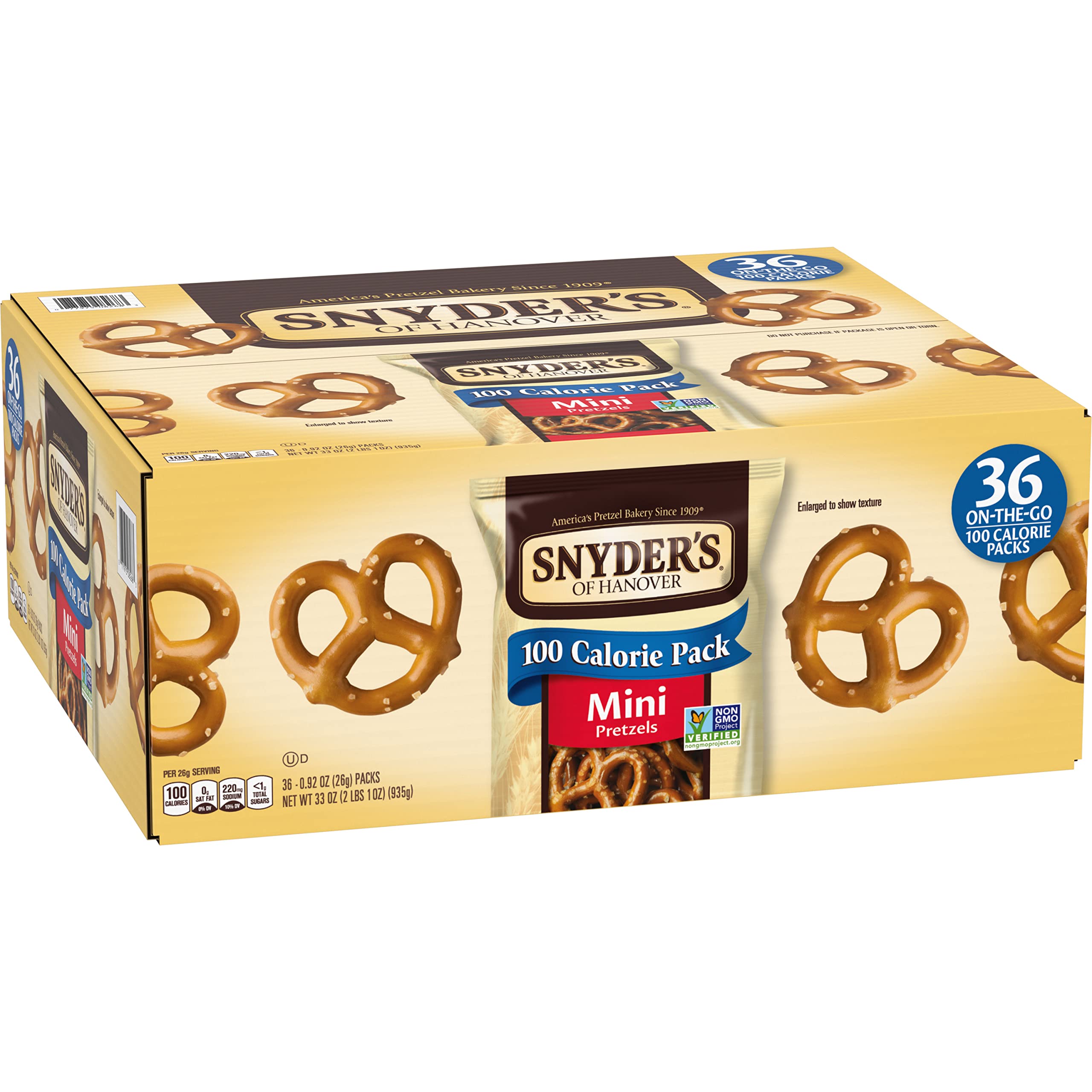 Snyder's of Hanover Mini Pretzels crunch—bite-sized snack for a quick nibble.