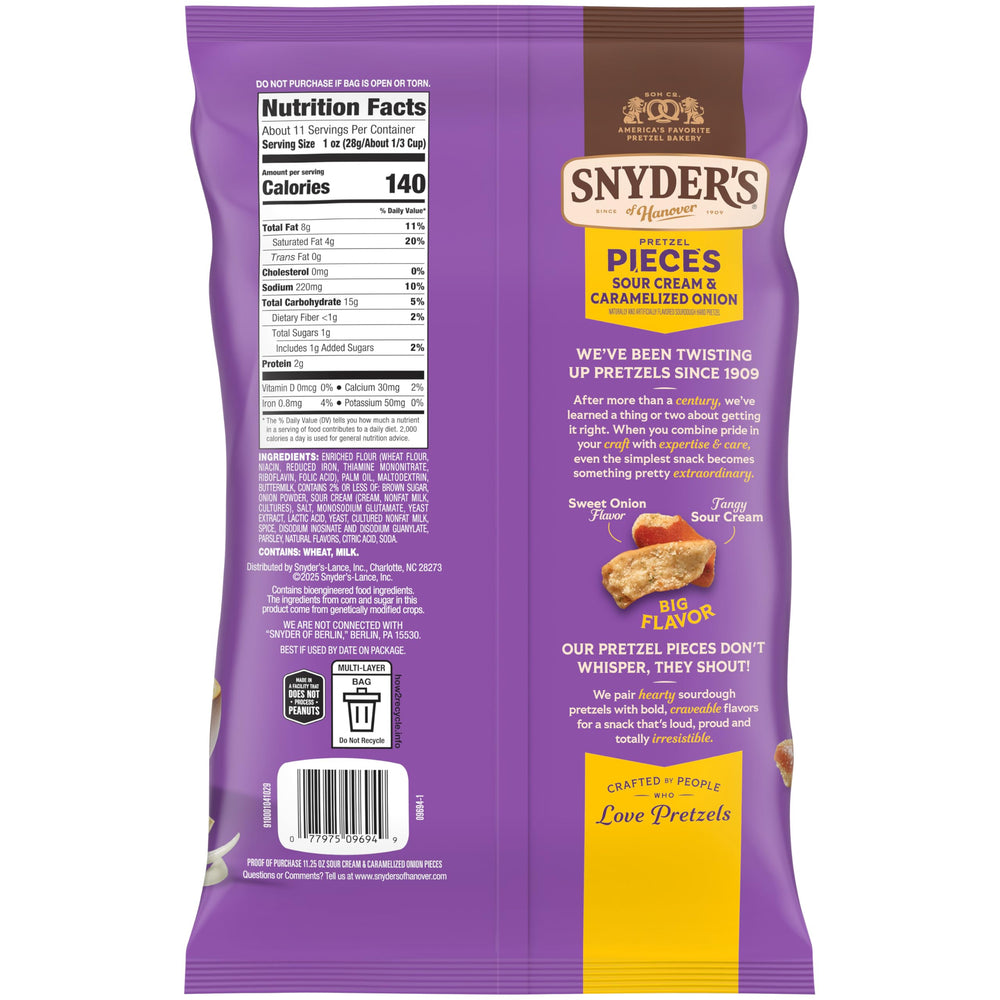 Snyder's of Hanover 11.25-ounce bag front view for easy snacking