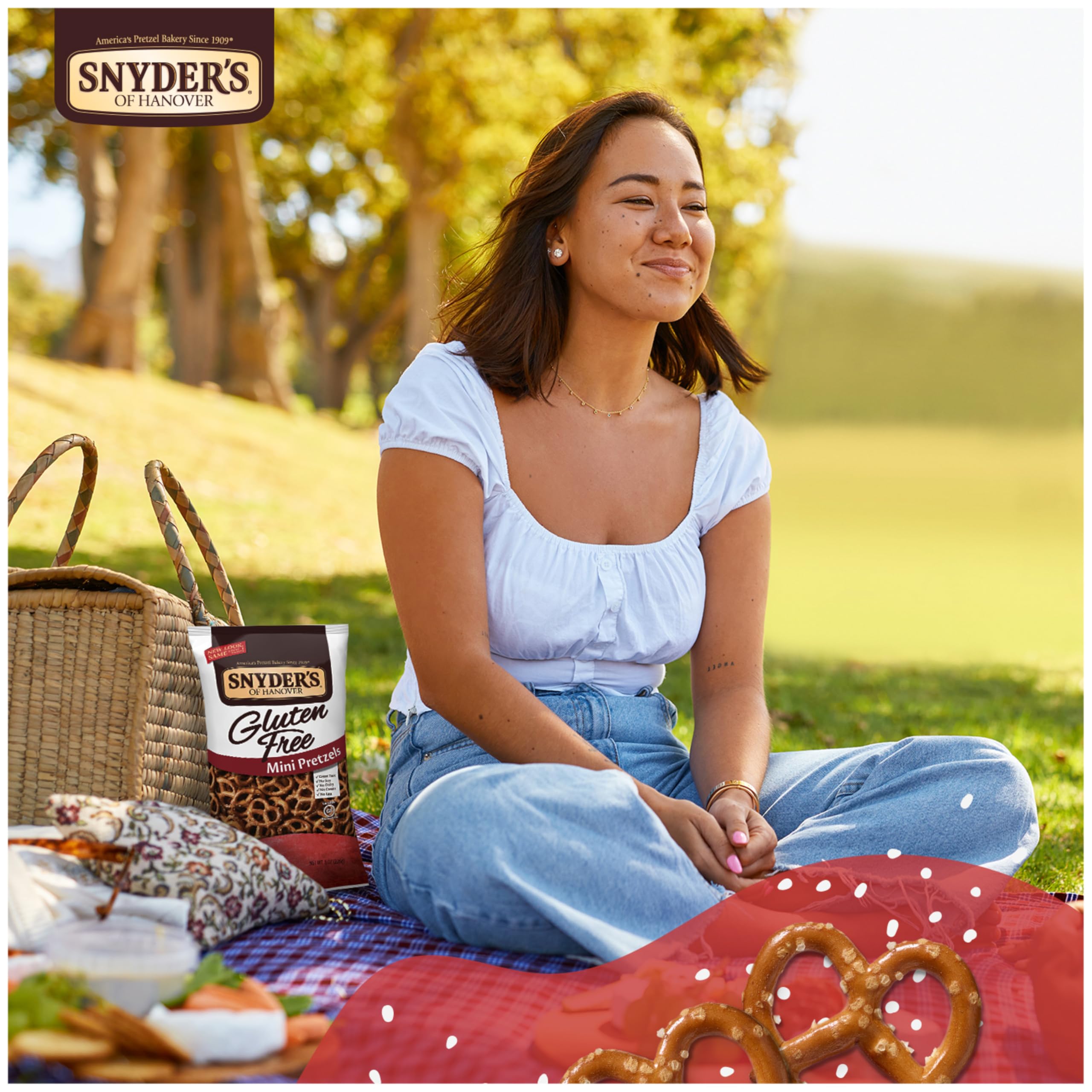 8-ounce bag of Snyder's gluten-free pretzels ready for everyday use.