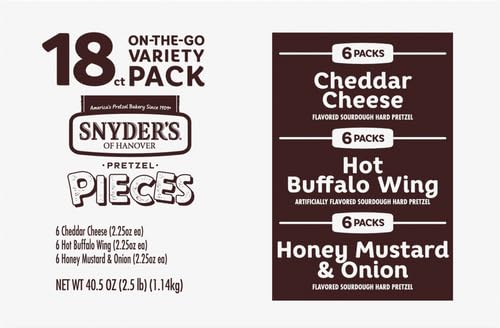 Snyder's pretzel pieces variety pack shared at office breakroom
