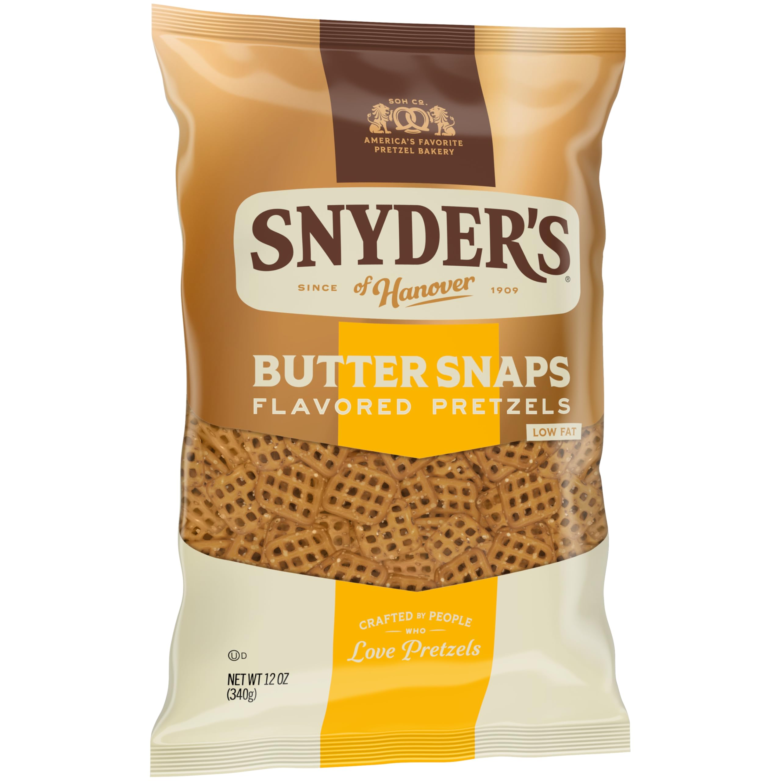 Snyder's of Hanover Butter Snaps are oven-baked for consistent texture and flavor.