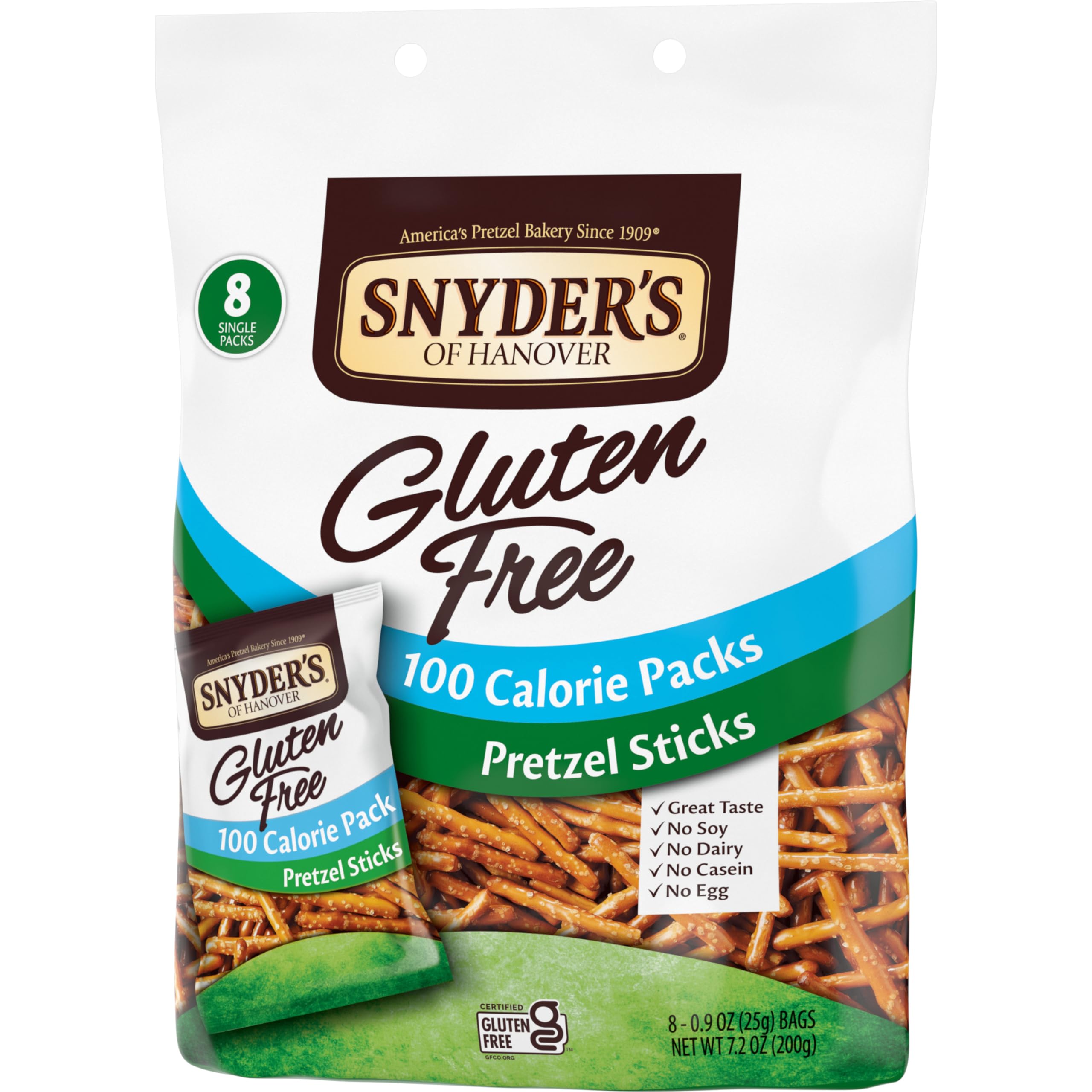 Snyder's of Hanover gluten-free pretzel sticks crispy texture close-up, oven-baked crunch
