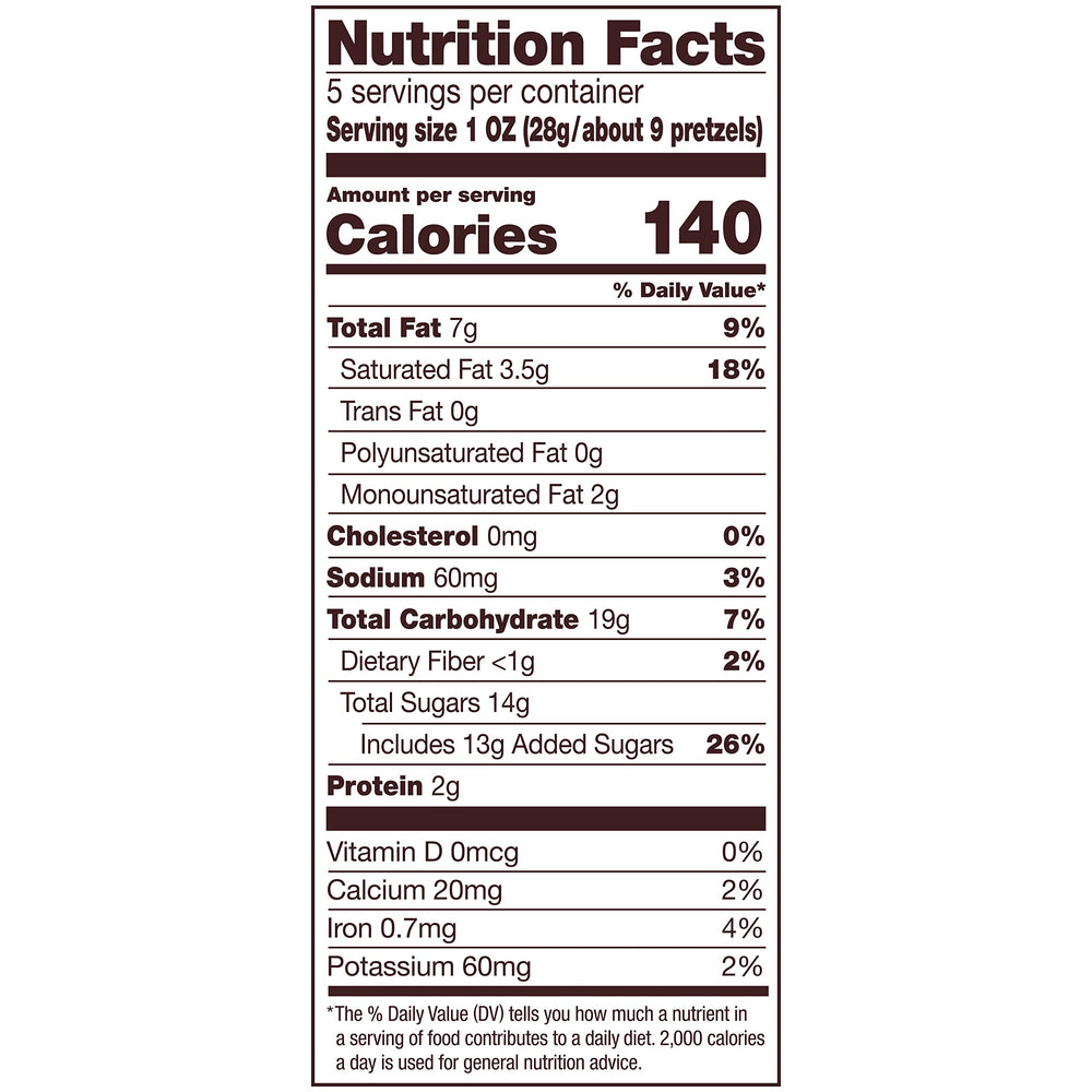 Close-up of smooth milk chocolate coating on crisp pretzel rounds.