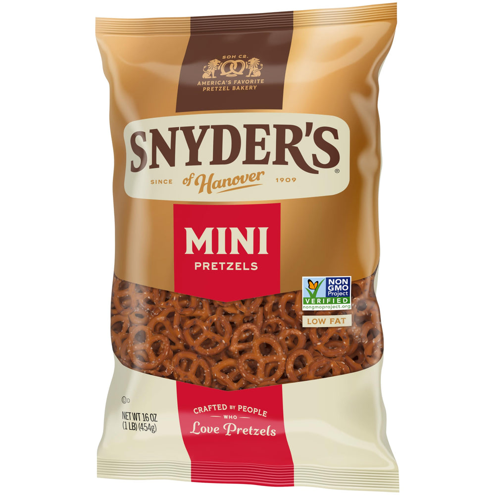 Snyder's of Hanover non-GMO verified pretzels label—consistent quality for everyday snacking.