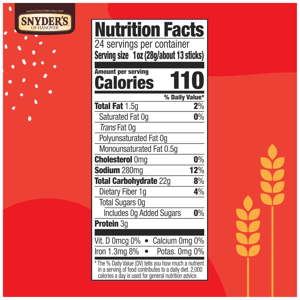 Snyder's of Hanover 24 oz canister shown, ideal for sharing and pantry storage
