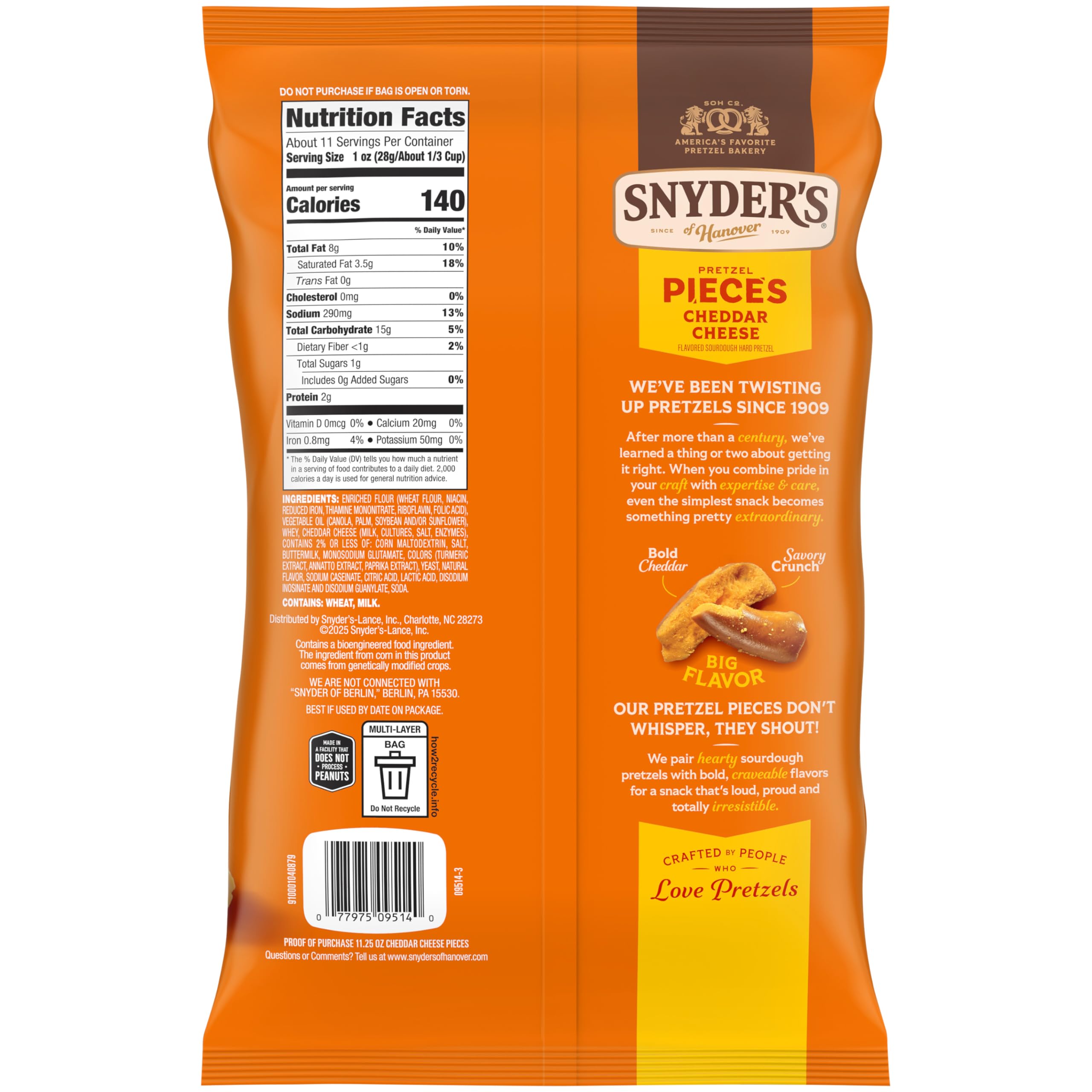 Snyder's of Hanover pretzel packaging highlights peanut-free facility