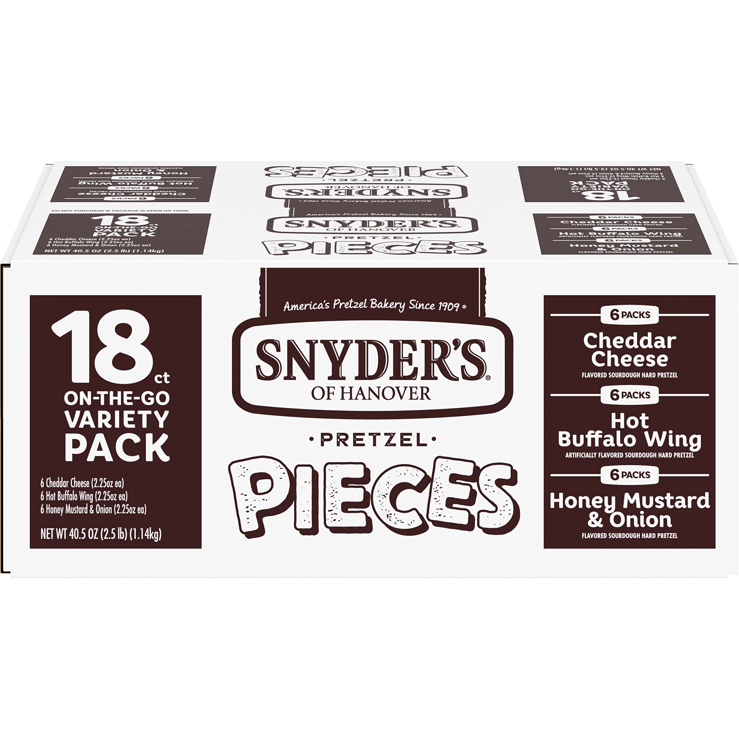 Snyder's of Hanover Pretzel Pieces variety pack on-the-go display for snack cravings