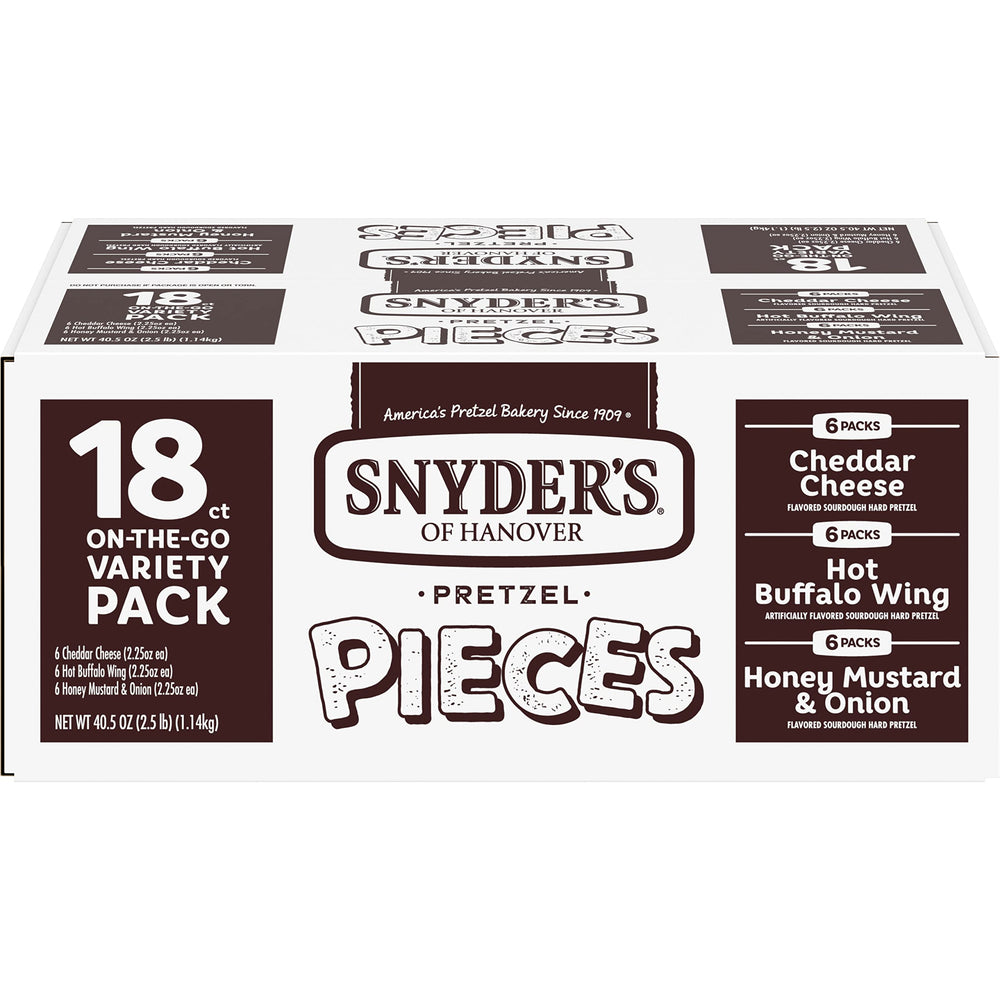 Snyder's of Hanover Pretzel Pieces variety pack on-the-go display for snack cravings