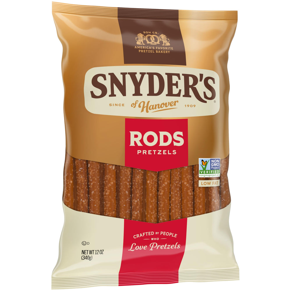 Snyder's pretzel rods are chocolate-dunk friendly for easy desserts.