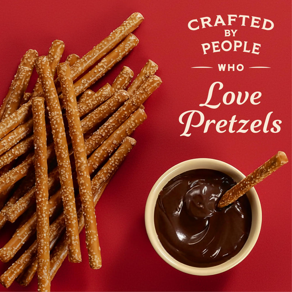 Oven-baked Snyder's pretzel rods retain flavor and crunch in every bite.