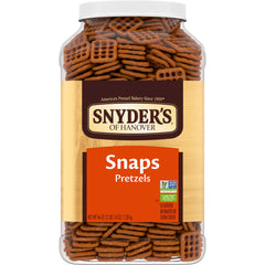 Snyder's of Hanover Pretzel Snaps large tub with resealable lid for pantry storage