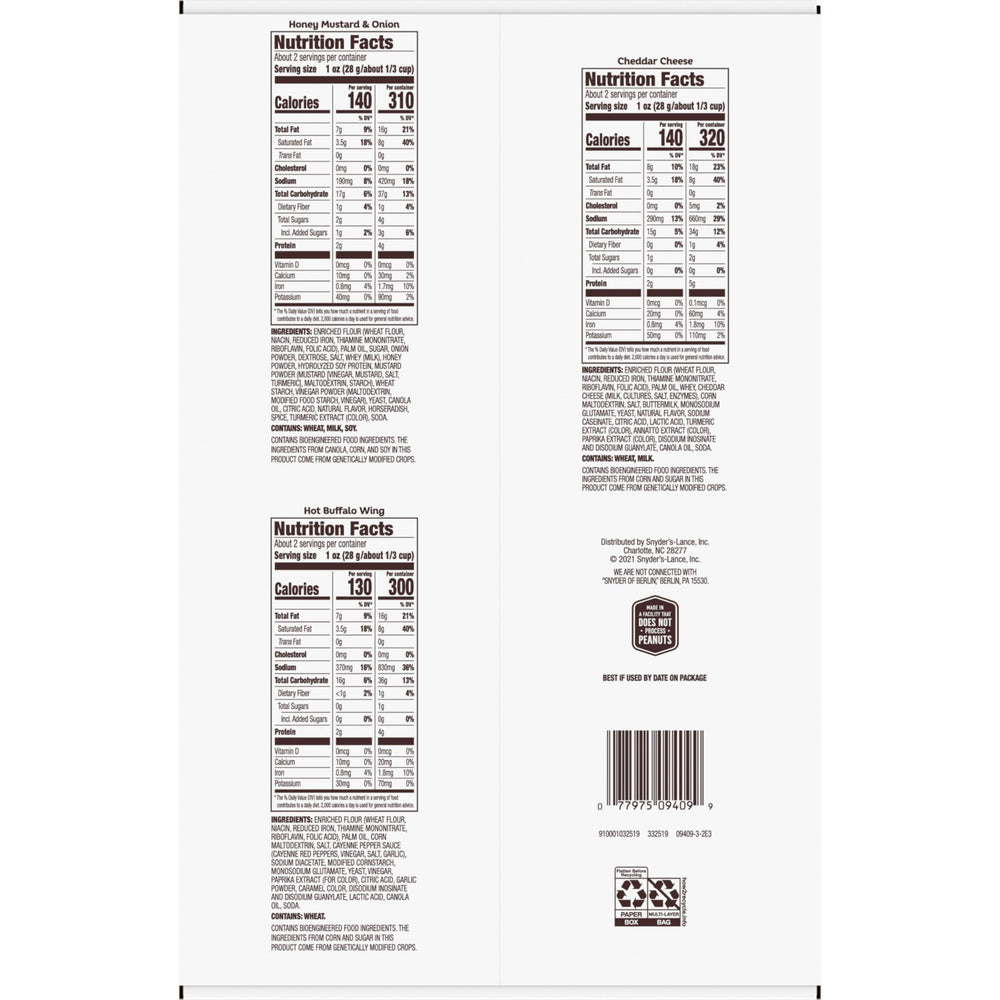 Snyder's of Hanover snack packs neatly arranged on pantry shelf