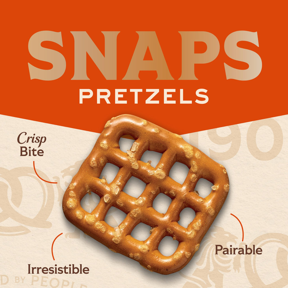 Snyder's of Hanover Snaps Pretzels stack neatly for quick snacking.