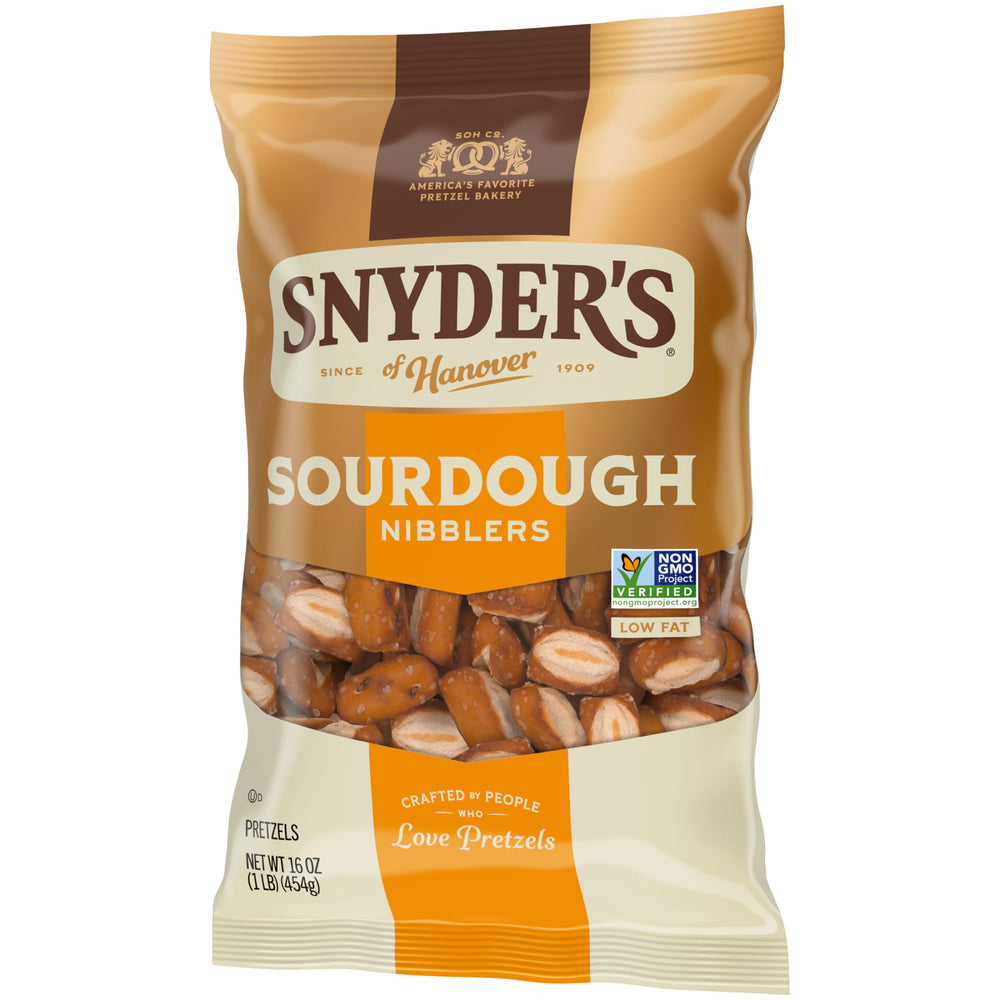 Great on-the-go snack, Snyder's Sourdough Nibblers travel-friendly crunch.