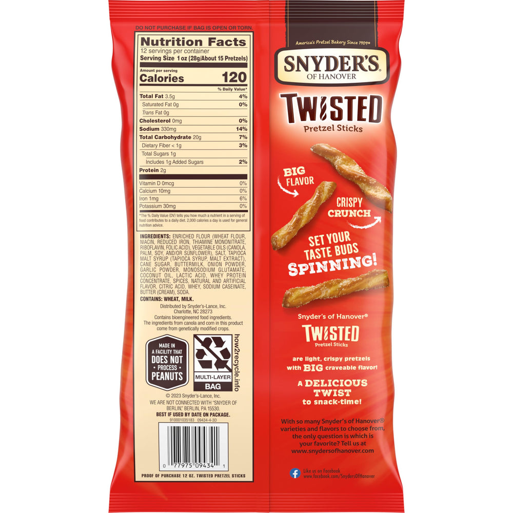 Snyder's pretzels during snack time, satisfying crunch and flavor.